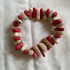 Elegant Pink and Cream Stone Bracelet